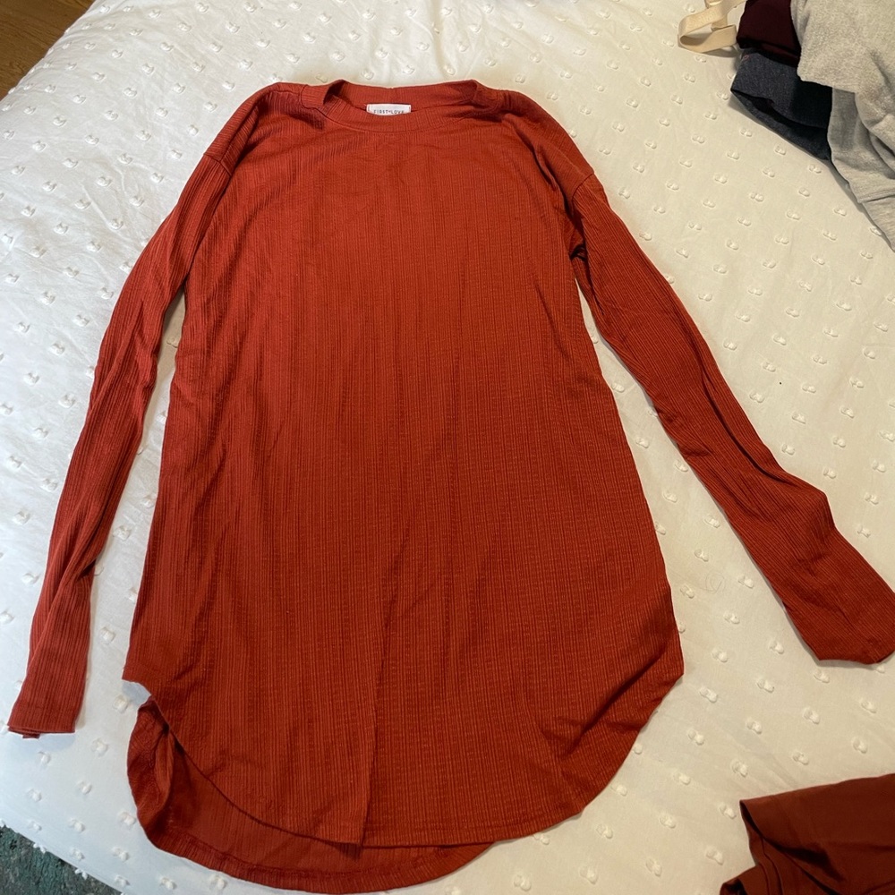 Orange Maternity Long Sleeve Shirt
